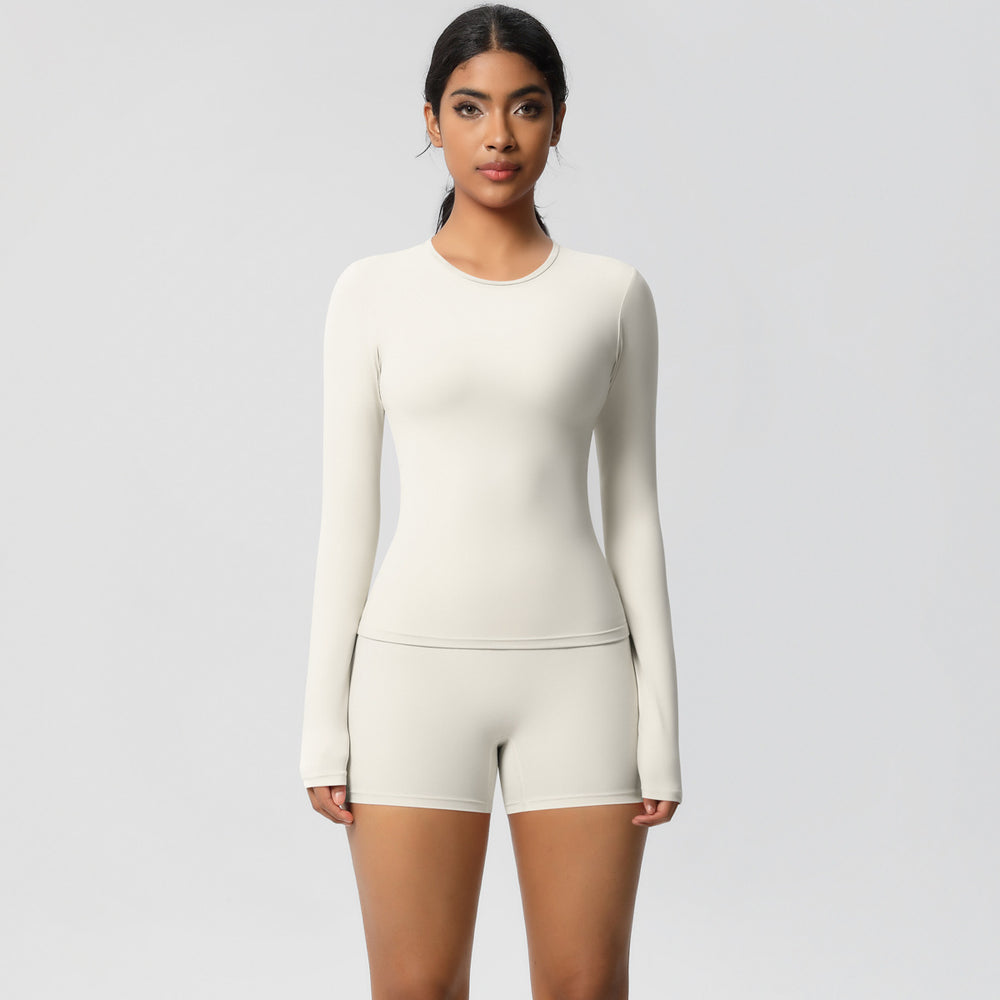 new arrival: seamless, barely-there long-sleeve t-shirt yoga set - quick-dry, breathable, outdoor running & fitness apparel