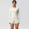 new arrival: seamless, barely-there long-sleeve t-shirt yoga set - quick-dry, breathable, outdoor running & fitness apparel