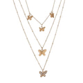 Wholesale metal butterfly choker necklace - new cross-border style, fresh & layered design, unique statement piece with diamond-studded pendant for women