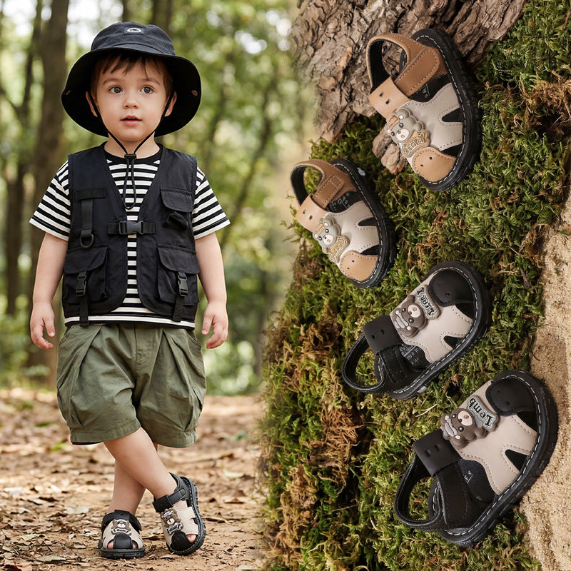 Jiaojiao shoes baby boy shoes soft bottom baby toddler shoes kids toe cap sandals 0-1 years old 2 non-slip boys and girls summer