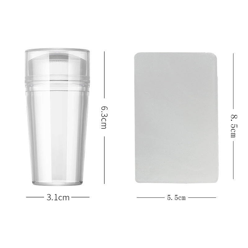 Convenient and compact transparent nail seal,  DIY silicone print head with cover nail printing tool with scraper