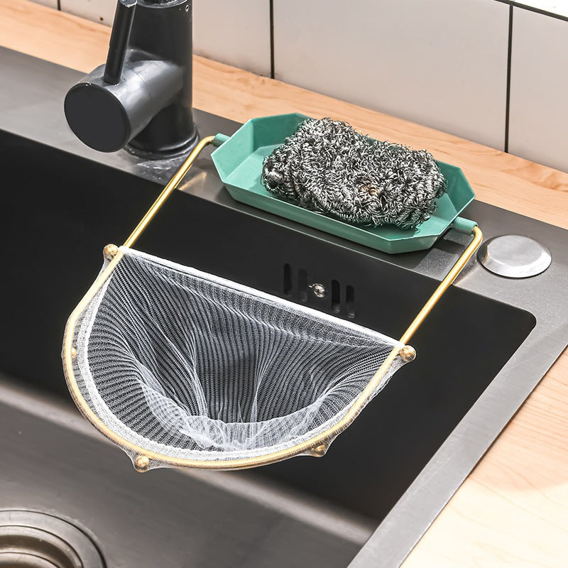 Sink debris filter rack, iron art drain hanging rack, pool residue vegetable filter, sink leftovers anti-blocking