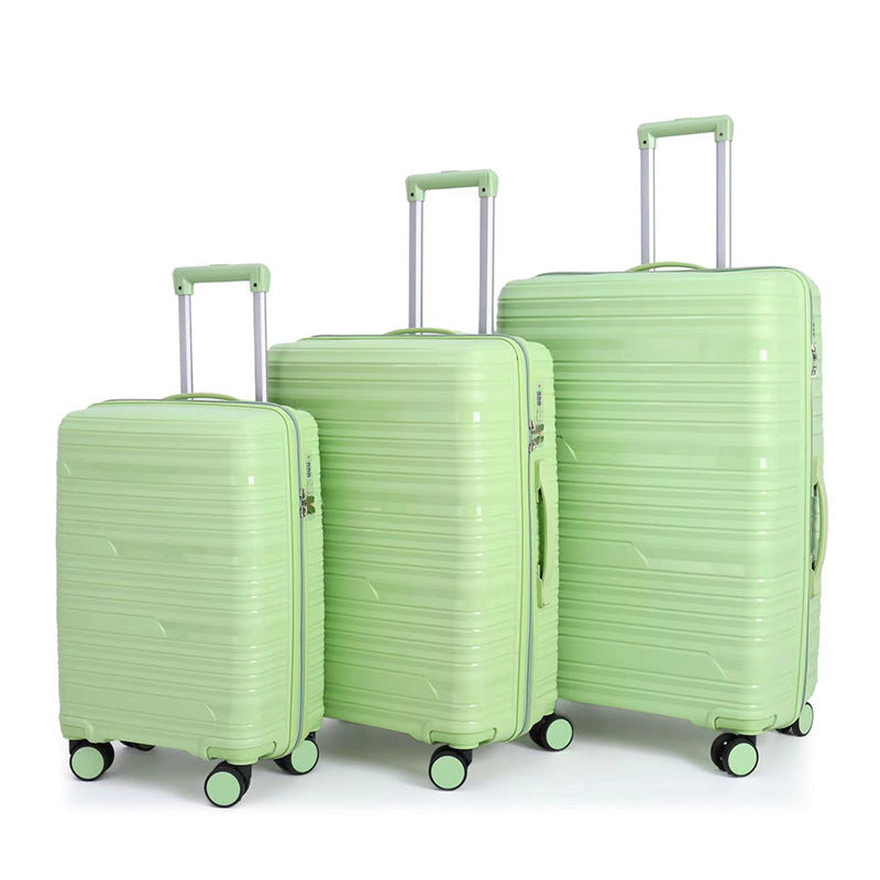 PP zipper box  set three sets of four trolley case sinking handle sinking lock color scheme explosion-proof rag factory wholesale