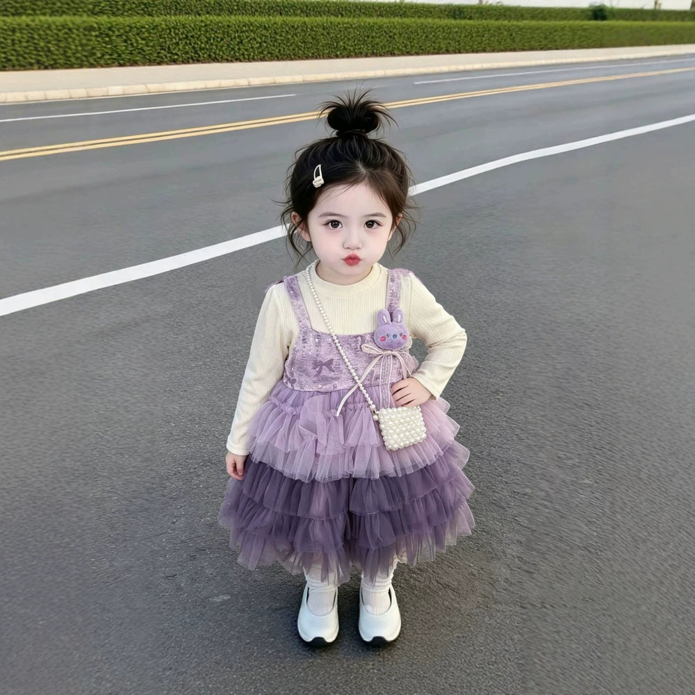 Baby girl long-sleeve dress,  new style, chic princess dress for girls, spring/autumn tulle tutu dress for children