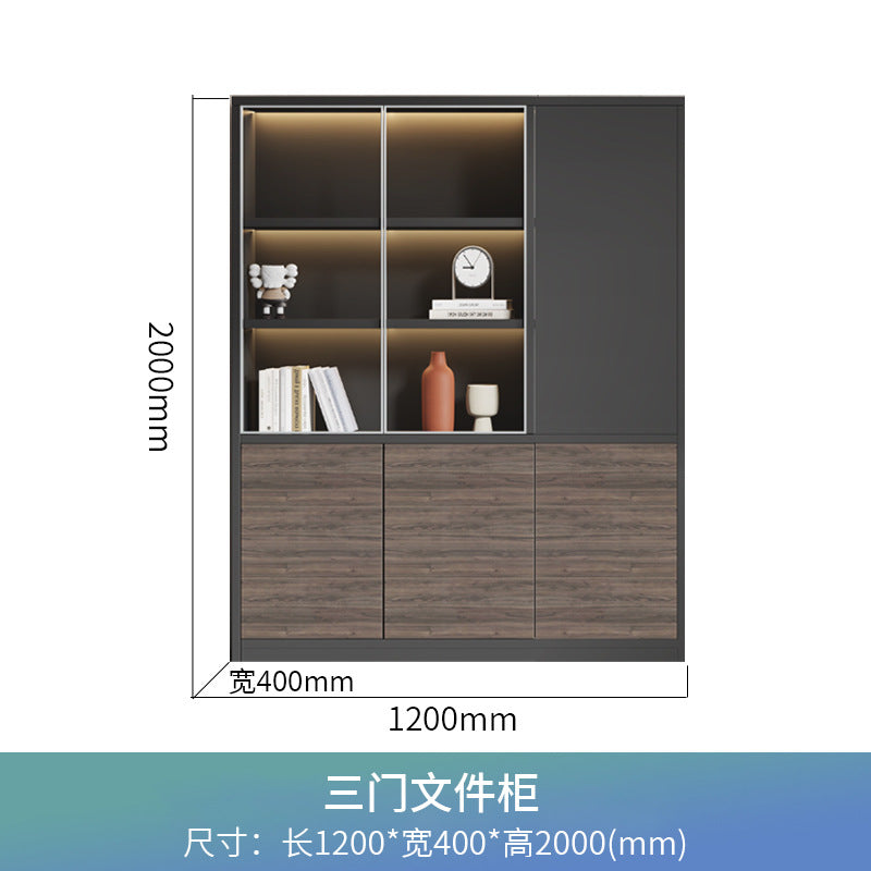 Wooden office file cabinet, executive bookcase, background cabinet, document storage cabinet, minimalist modern glass door cabinet