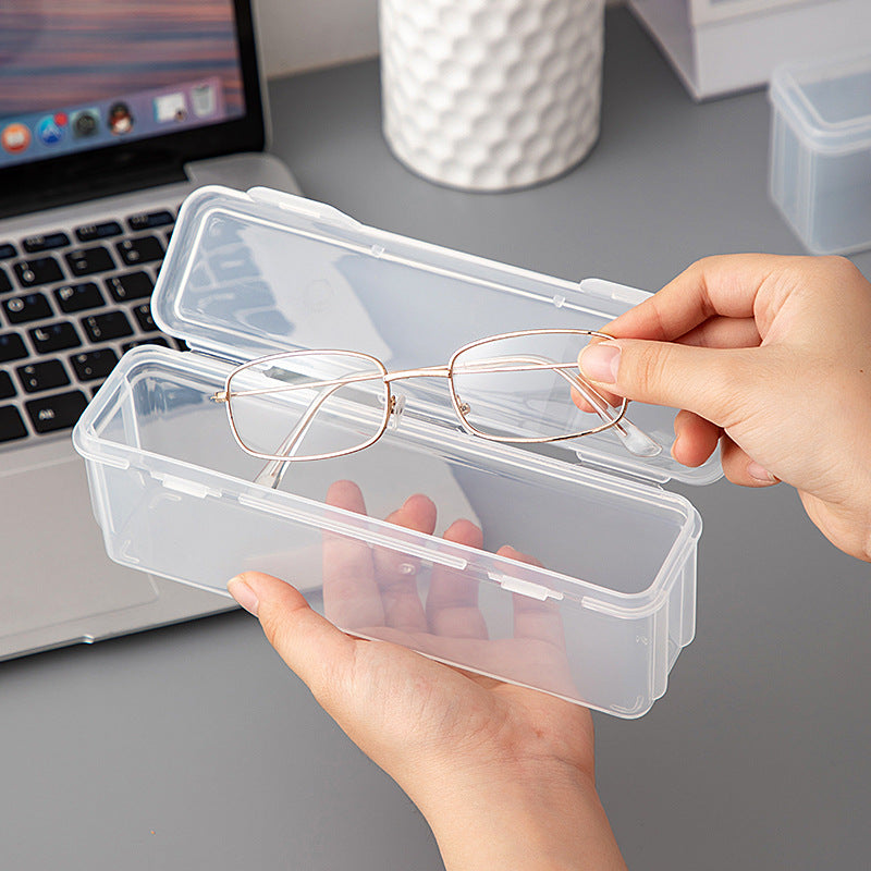 Desktop transparent dust-proof with cover glasses storage box Plastic sealing Multifunctional stackable portable sunglasses storage box