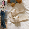 New breathable one-strap sandals & slippers for women - stylish, versatile, korean style, flat, soft sole, perfect for beach & pool
