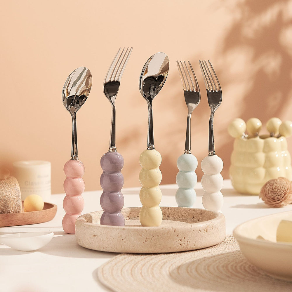 Ins candied haws stainless steel fork spoon creative dopamine high appearance spoon household tableware ball fork wholesale