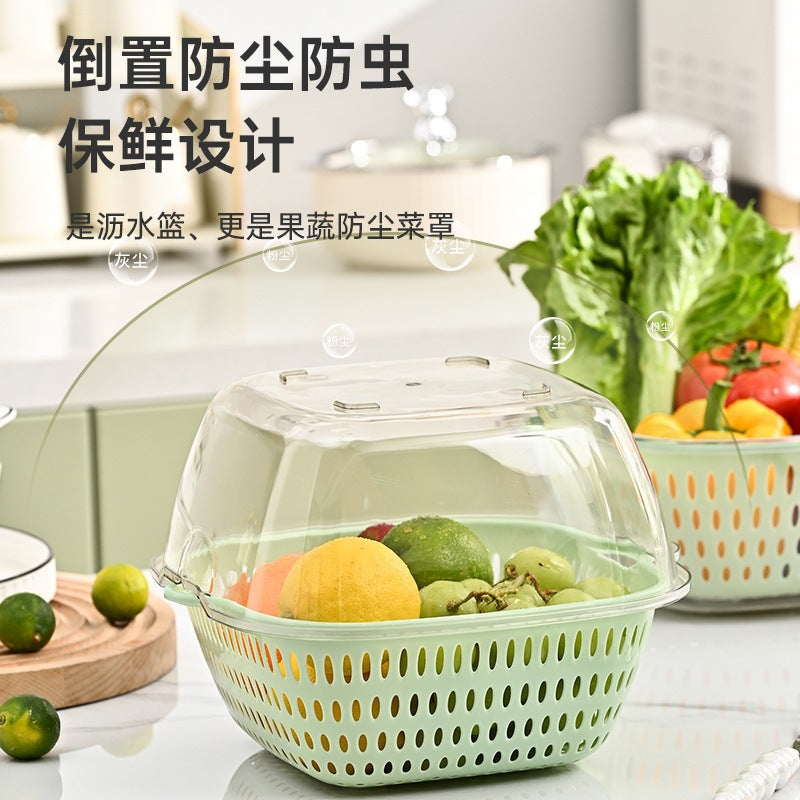 Double-layer sink drain basket six-piece set kitchen living room for home fruit washing plate casual plastic vegetable basket