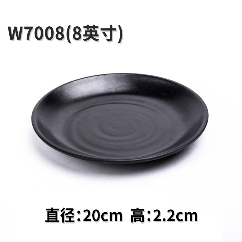 Melamine black tableware plastic dish imitation porcelain dinner plate cold dish plate barbecue hot pot plate barbecue restaurant plate commercial