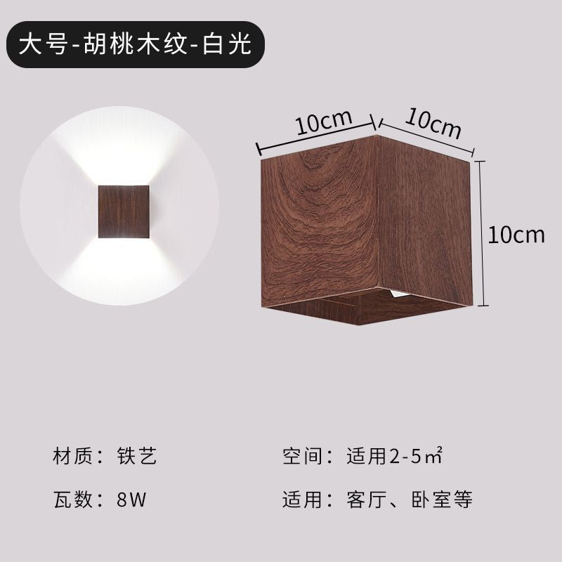 Carpenter's wood grain wall sconce - up & down lighting, artistic background, aisle, corridor, entryway, stairwell, balcony wall fixture