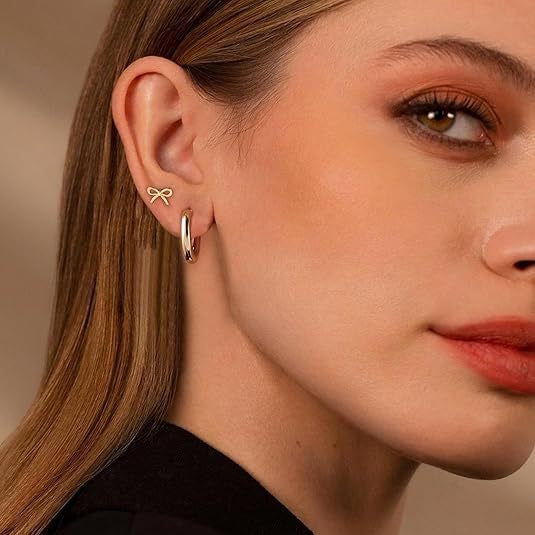 European and american electroplated brass gold-plated stud earrings - elegant, versatile butterfly hoop earrings - wholesale minimalist/ins style earrings