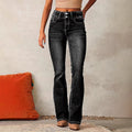 Amazon fashion cross-border retro stretch jeans women's  spring new style washed streetwear slightly flared pants