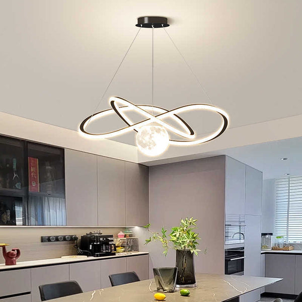 Nordic Creative Moon Living Room Chandelier Modern Simple Hall Restaurant Children's Room Bedroom Lighting Iron Design
