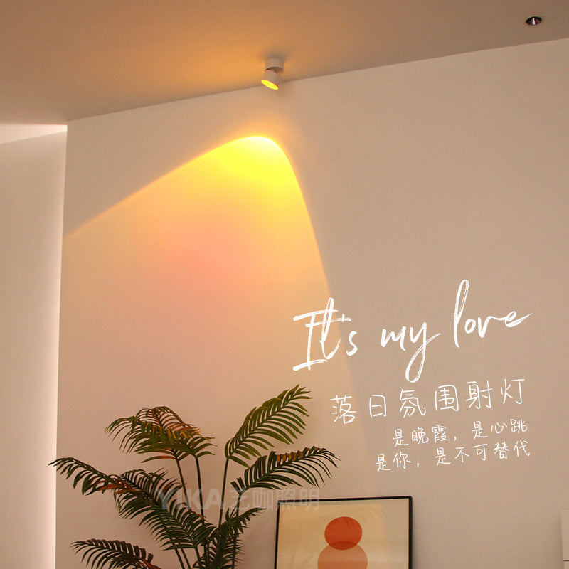 Sunset atmosphere surface spotlights living room entrance bedroom home adjustable angle wall washing Internet celebrity corridor aisle lamps