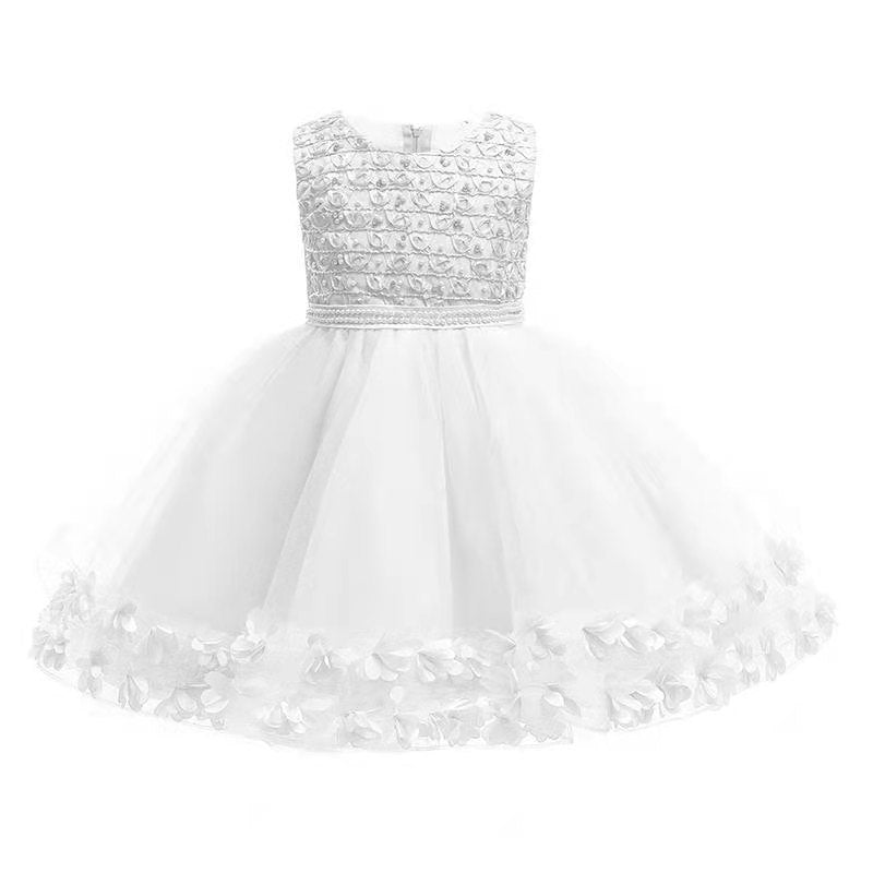 Amazon kids dress bead chain lace tutu skirt girl birthday piano performance princess dress kid dress