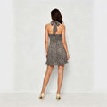new cross-border leopard print halter dress for women - summer lace trim v-neck slimming a-line mini dress