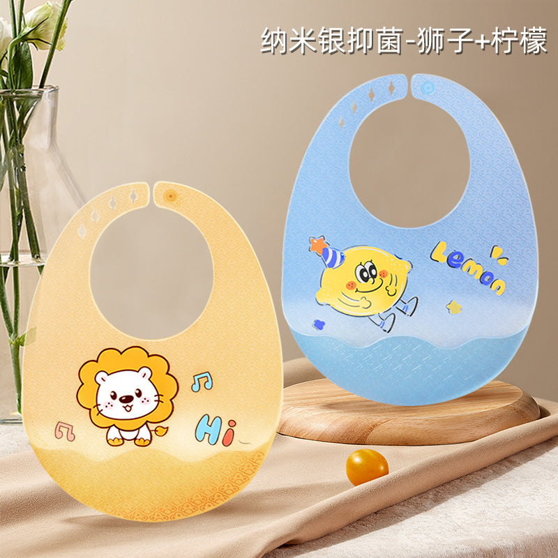 Baby eating bib silicone waterproofsoft bib kids feeding saliva bib baby food supplement bib