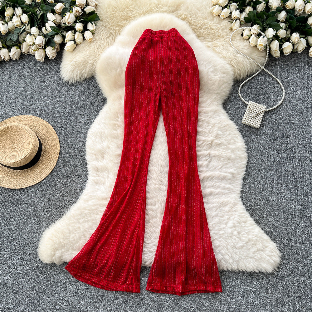 Lazy style casualloose pants for women summersense of design straps elastic waist slimming lookloose to cover the flesh and cover the crotch chiffon pants