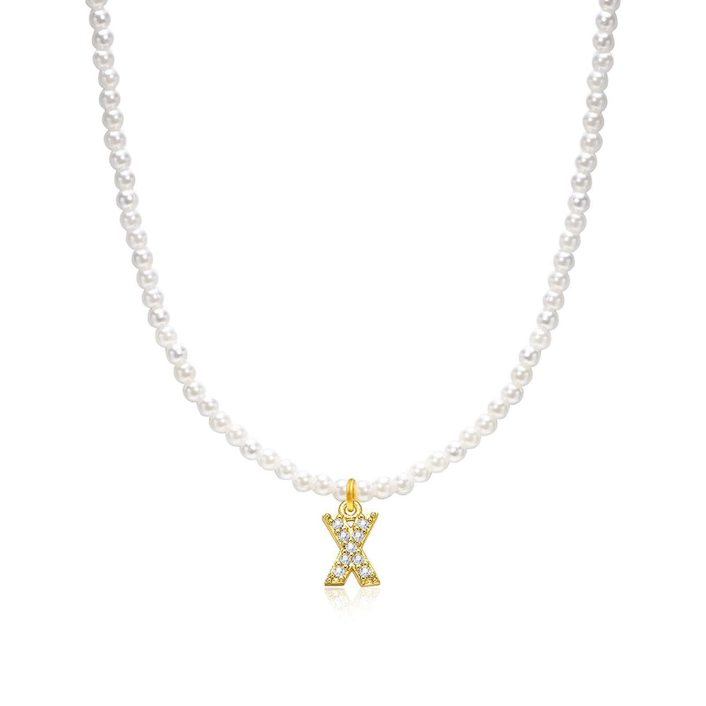 new arrival imitation pearl necklace niche style design 26 english letter pendant necklace classy sense collarbone chain necklace