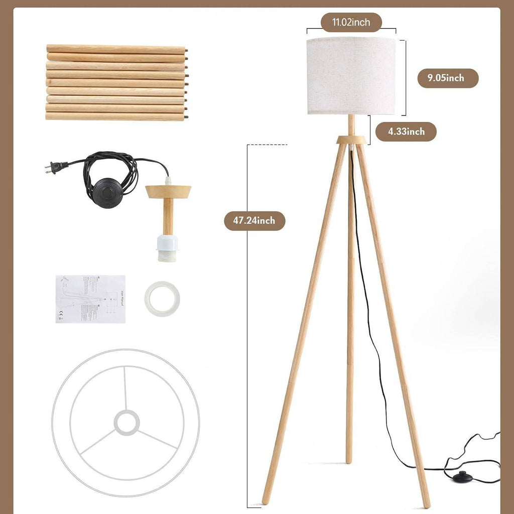 Cross-border floor lamp living room high-end bedroom cloth cover vertical table lamp wooden tripod floor atmosphere lamp customization