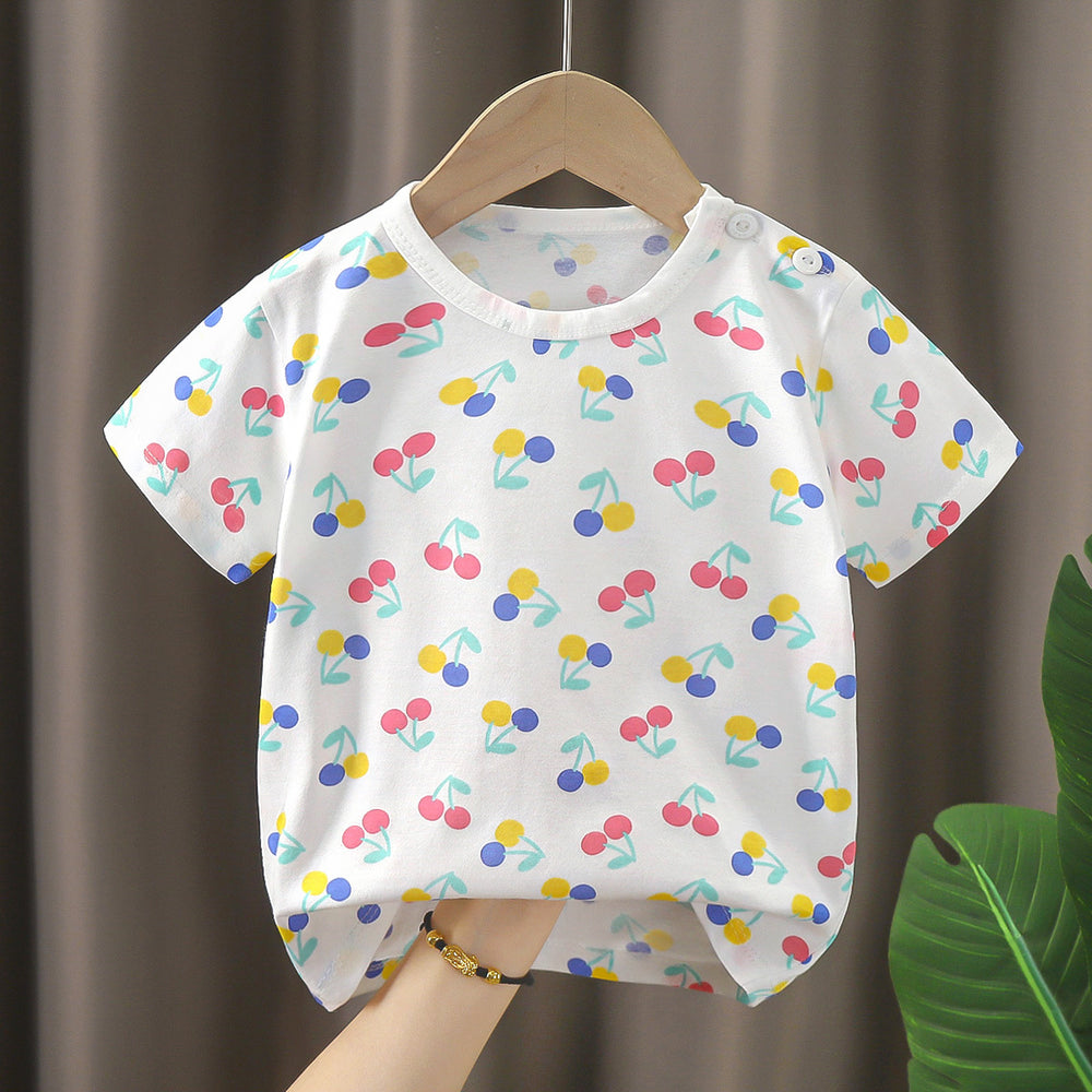 Kids' summer : pure cotton t-shirts for boys and girls - boys' tops, girls' crew neck short-sleeve tees, baby cartoon short-sleeves
