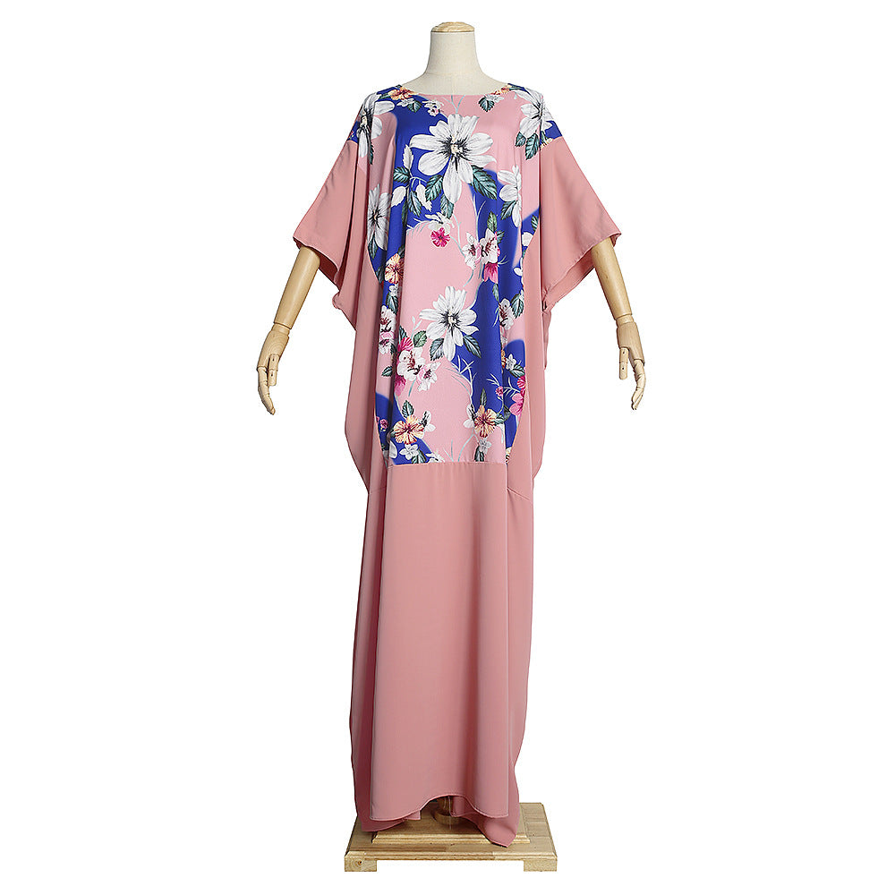 summer new arrivals: european and american style  print round neck maxi dress,  dress, african women's plus size clothing