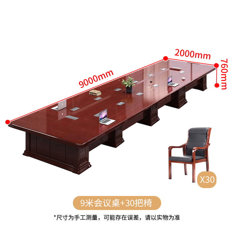 Saint li paint conference table with solid wood veneer, rectangular table, company meeting large negotiation table and chair set