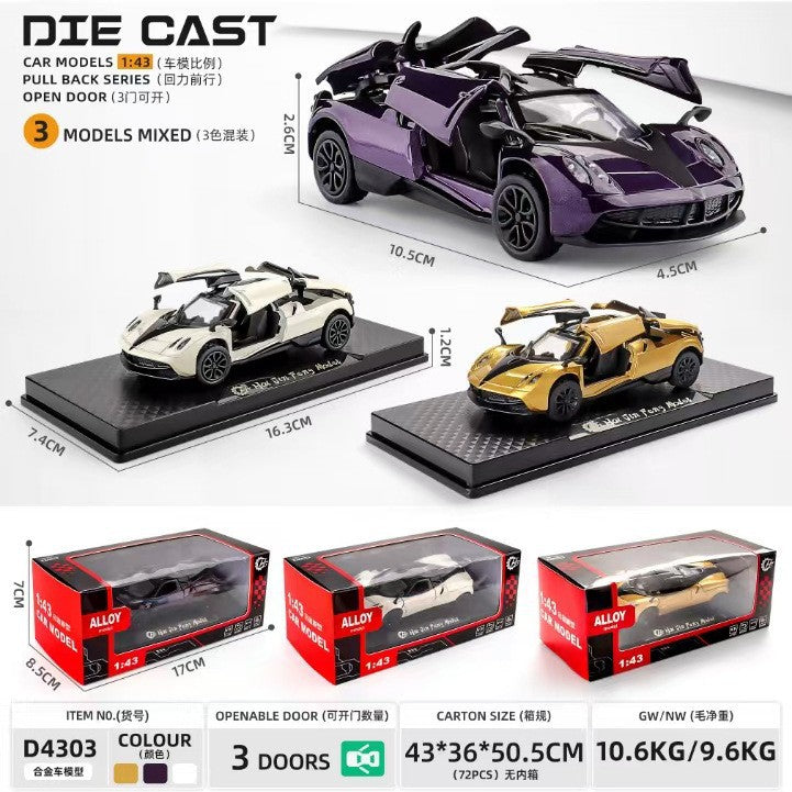 1:43 cross-border alloy car toy car pull back artificial model car model toy car car wholesale car toy