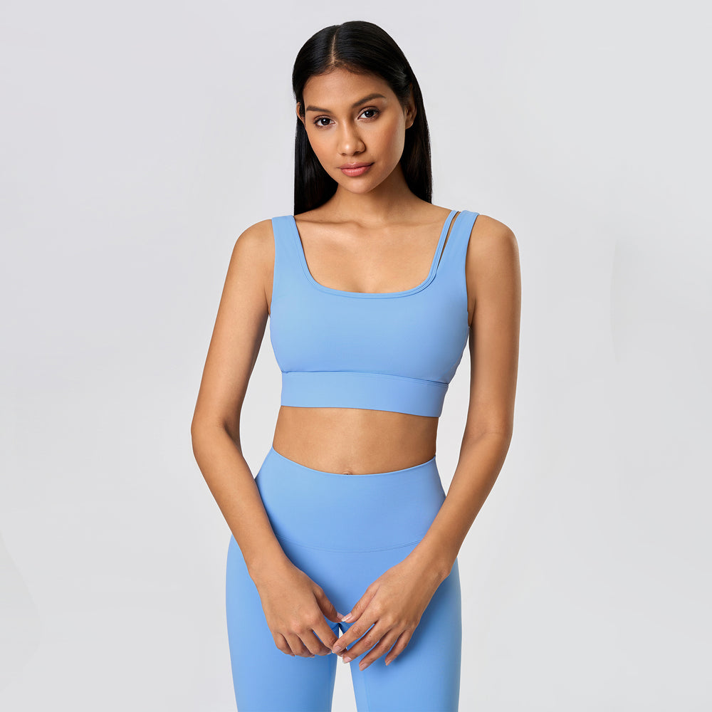 New shockproof, push-up, cutout back yoga bra - barely there, skin-friendly, semi-fixed cup sports bra for women - d25071