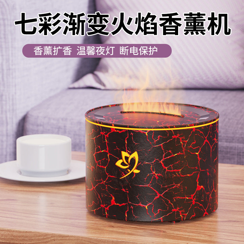 Simulated flame aroma diffuser - ultrasonic essential oil diffuser for home, office, and hotel use - silent, compact scent machine