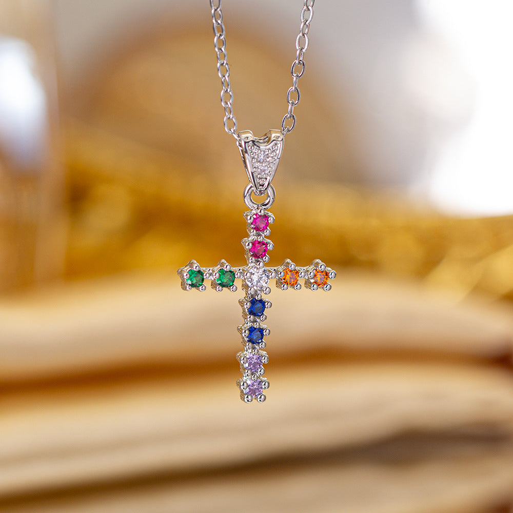 popular copper micro-embedded accessible luxury cross necklace for women fashioneasiest for matchelegant non-fading clavicle chain jewelry