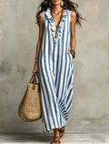 european and american independent station   spring summer new bohemia flying sleeves printing stripes long