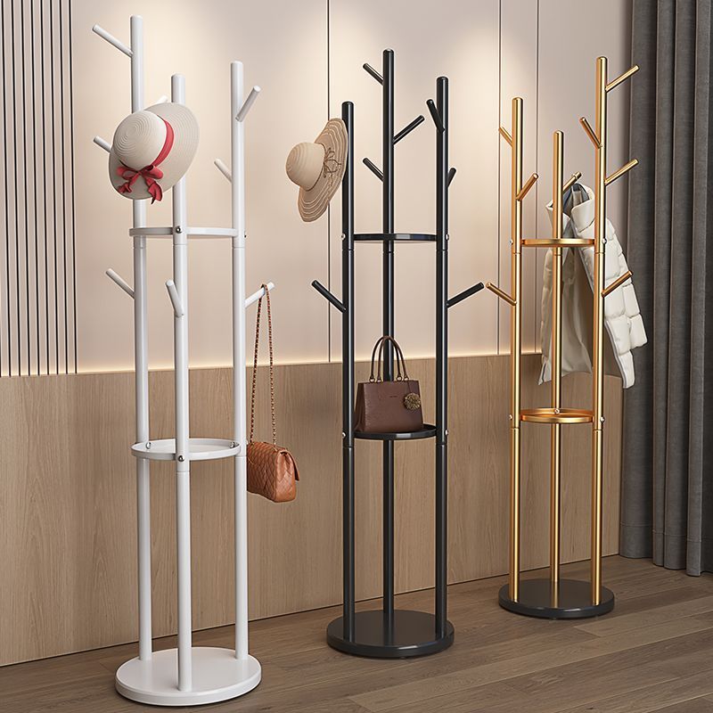 Three-pole bedroom hanging clothes rack, floor-standing coat rack, accessible luxury marble iron art, does not take up space, room clothes rack