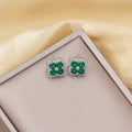 Tz-8187 silver green zirconium earrings