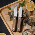 Stainless steel oyster knife with wooden handle - home & commercial use, oyster shucking knife, clam & oyster sheller, specialized shucking tool