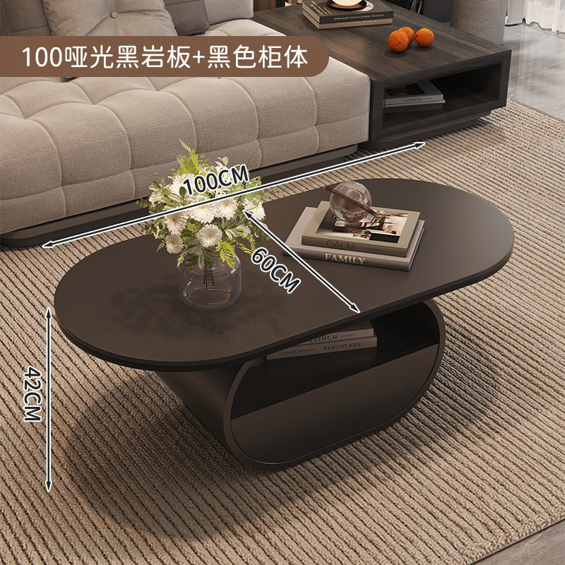 Cream style oval slate coffee table casual living room accessible luxuryfor homemodern combination new arrival small apartment coffee table
