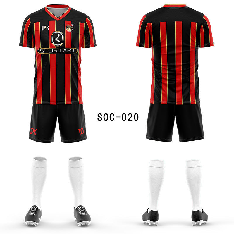 2025 new football jersey set men's football jersey team game jersey short-sleeved sports training jersey customization