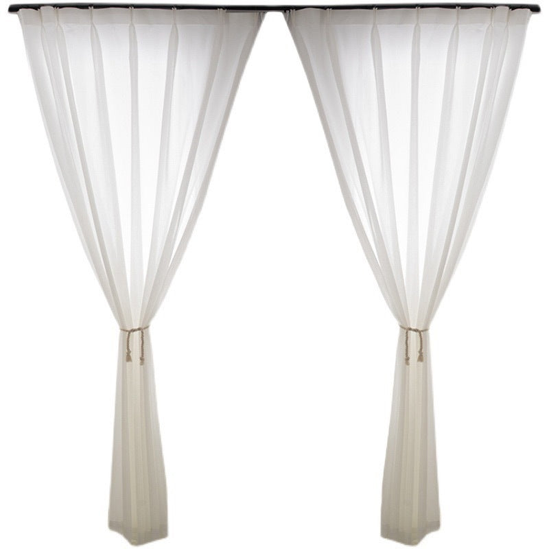 Xiaoxuan window pressed crepe chiffon yarn xiaohongshu texture gauze curtain finished product living room balcony white window gauze hook style white gauze