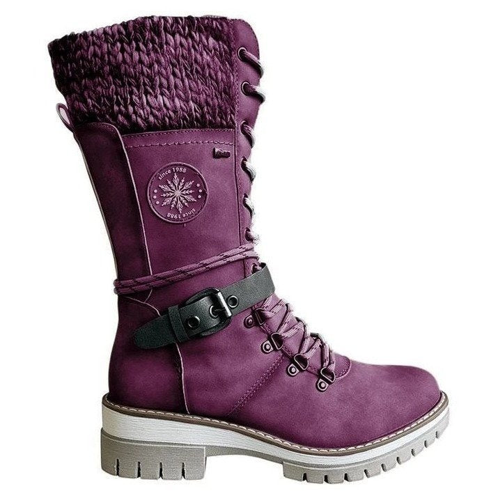 Cross-border Martin boots women's 2022 autumn and winter  large size European and American snow boots medium tube thick heel round head women's knight boots