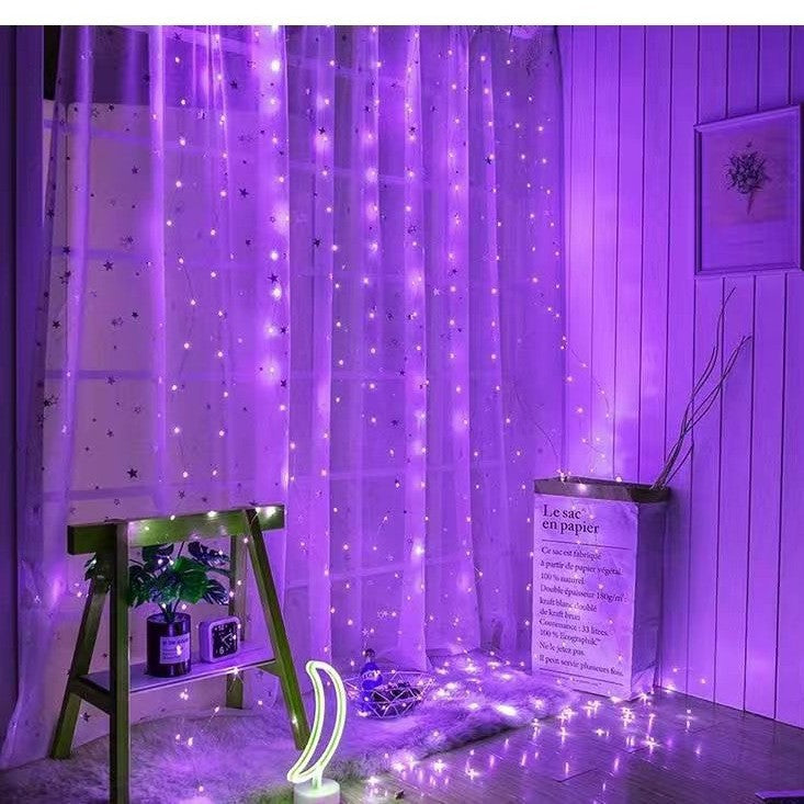 led  remote control usb copper wire curtain light flashing light string light gypsy star bedroom live stream room background decorative light