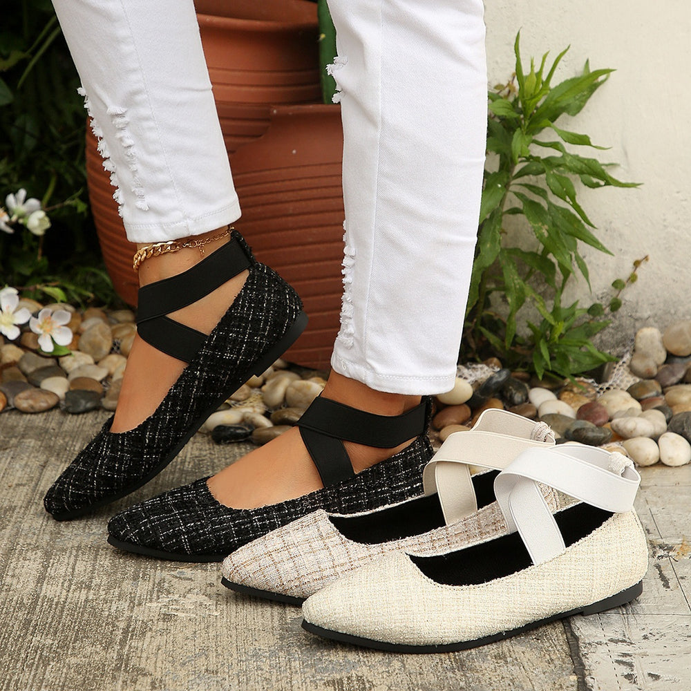 Exportplus sizeflats elastic band flatsflats women's cross-border suede pointed toe slip-on lazy work women's shoes wholesale