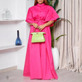 D3270   summer fashion bell sleeves single breasted belt waist loose long skirt export dress