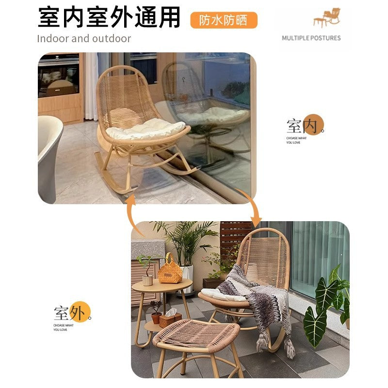 Rocking chair recliner adult garden balcony home leisure chair rattan chair outdoor patio chair lazy rocking chair adult