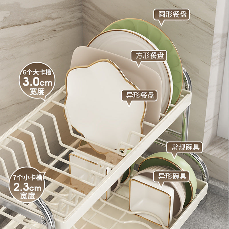 Stainless Steel Bowl Rack Kitchen Shelf Household Multifunctional Tableware Drain Rack Dish Storage Box Rack