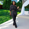 C7568 cross-border   fashion women's distressed one-shoulder pleated flared casual pants set