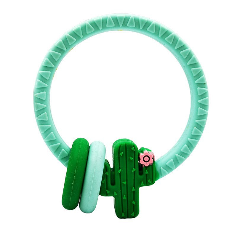 Food Grade Silicone Bite Le Toothpaste Lollipop Cactus Hand Grip Ring Toothpaste Infant Toothpaste Grinding Stick