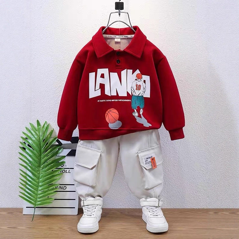 autumn/winter kids' trendy hoodie set - new korean style fashionable casual outfit for boys and girls - wholesale supply