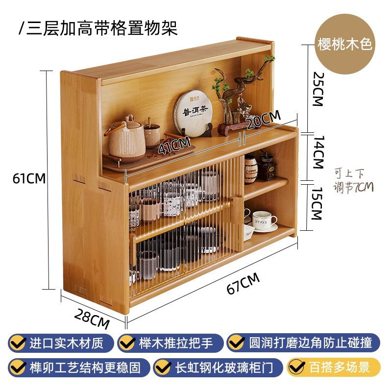 Solid wood bay window cabinet storage locker household balcony renovation window sill antique bookshelf Japanese dust-proof bookcase