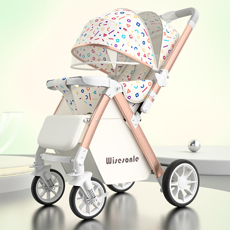 Baby stroller, reclining newborn baby, lightweight, foldable, two-way landscape, kids can sit, handy gadget, foldable, one-hand foldable